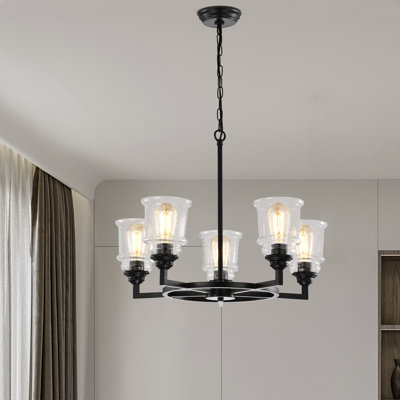Aafkea 5 - Light Dimmable Wagon Wheel Chandelier