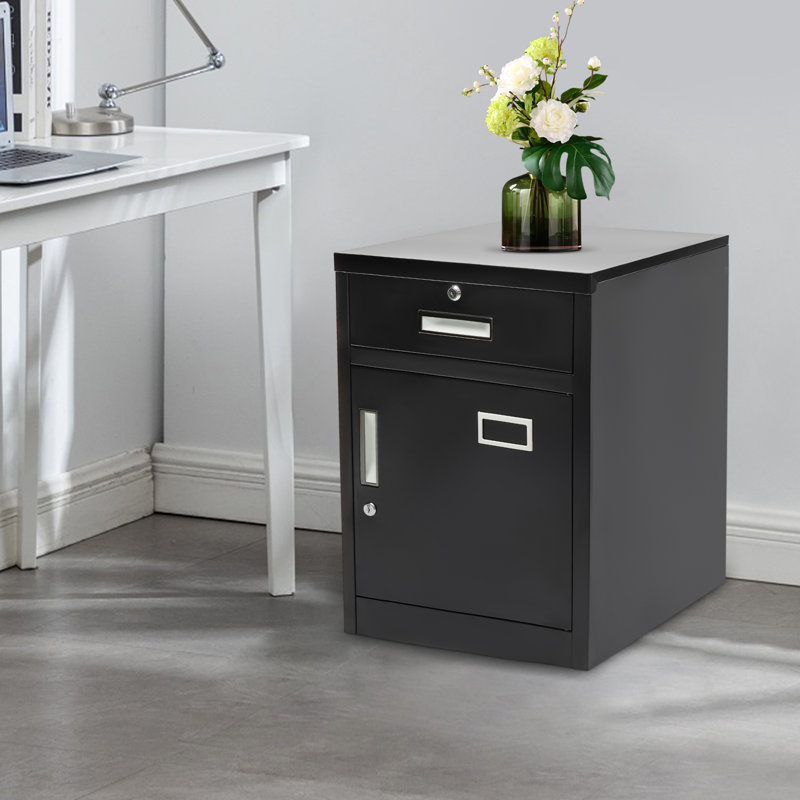 Tervel 1-Drawer Vertical Filing Cabinet with Locks, Black