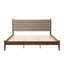 Cadre de lit plateforme Vela de style moderne du milieu du siècle avec tête de lit capitonnée, construction en hévéa, MDF et LVL, sommier à lattes en bois, aucun sommier tapissier nécessaire pour une chambre à l'ambiance feutrée-135847026-135847023