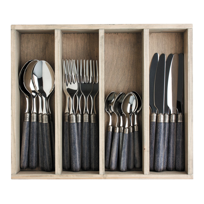 Mccurley 24 Piece 18/10 Stainless Steel Cutlery Set, Service for 6, Brown