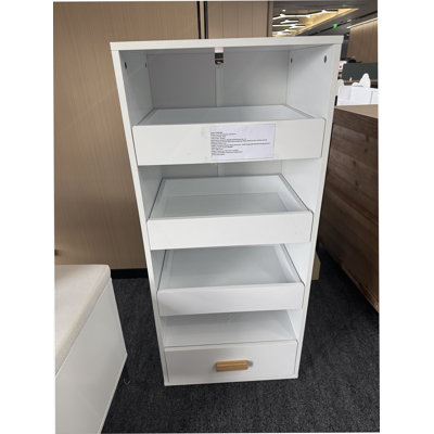4-Tier Freestanding Bookshelf With 3 Sliding Drawers And 1 Bottom Drawer