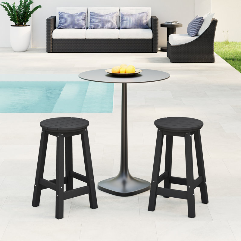 Tabouret de comptoir rond 24 po Laguna, Noir