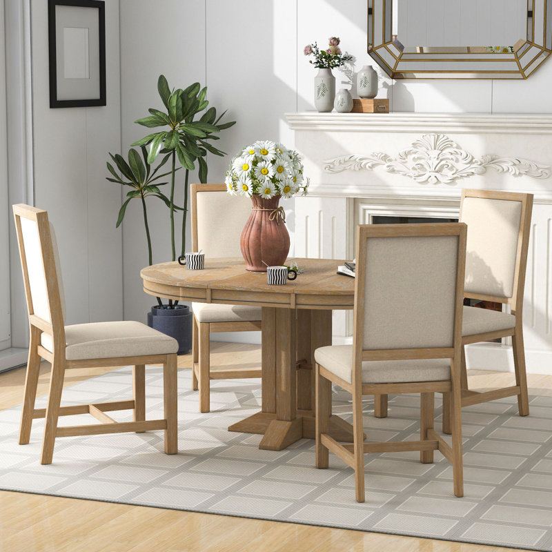 Ensemble de salle à manger extensible 5 pièces et 4 chaises rembourrées Trexm