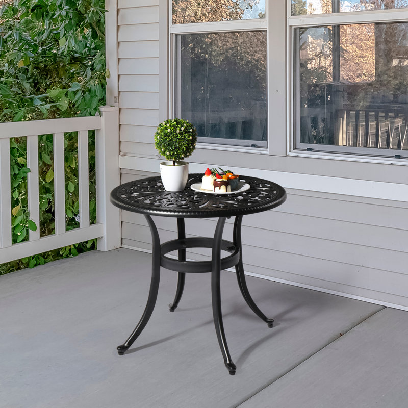 Table d'appoint en aluminium thermolaqué Reinna, Noir
