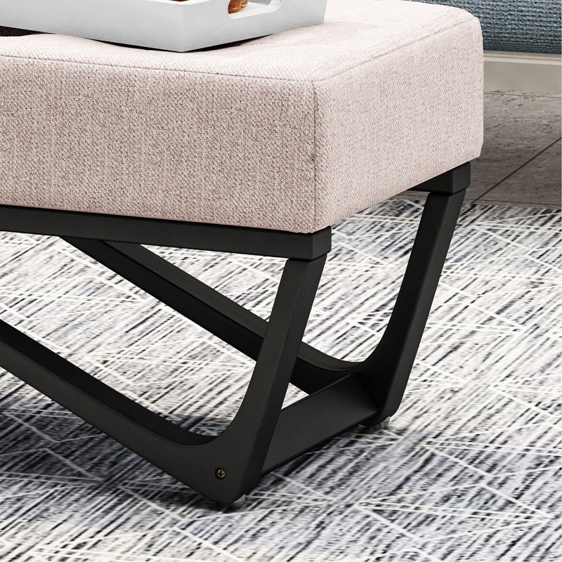 Sophisticated With Upholstery And Elegant Leg Construction Rectangular Faux Wood Soft Button- Seat Chic Design