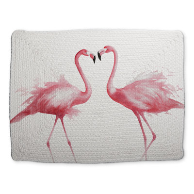 Two Pink Flamingo Watercolor Braided Placemat | Home Decor