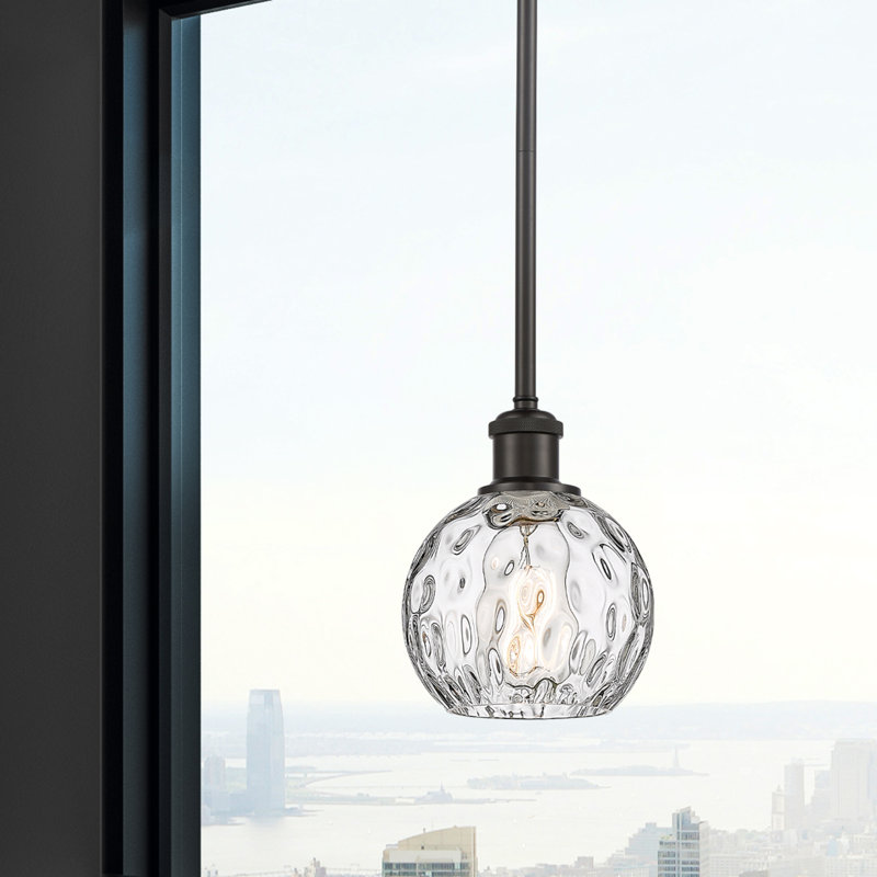 Luminaire suspendu sphérique 1 lumière Cindi, Ampoule non incluse, H 8 po x l 6 po x P 6 po, Bronze huilé