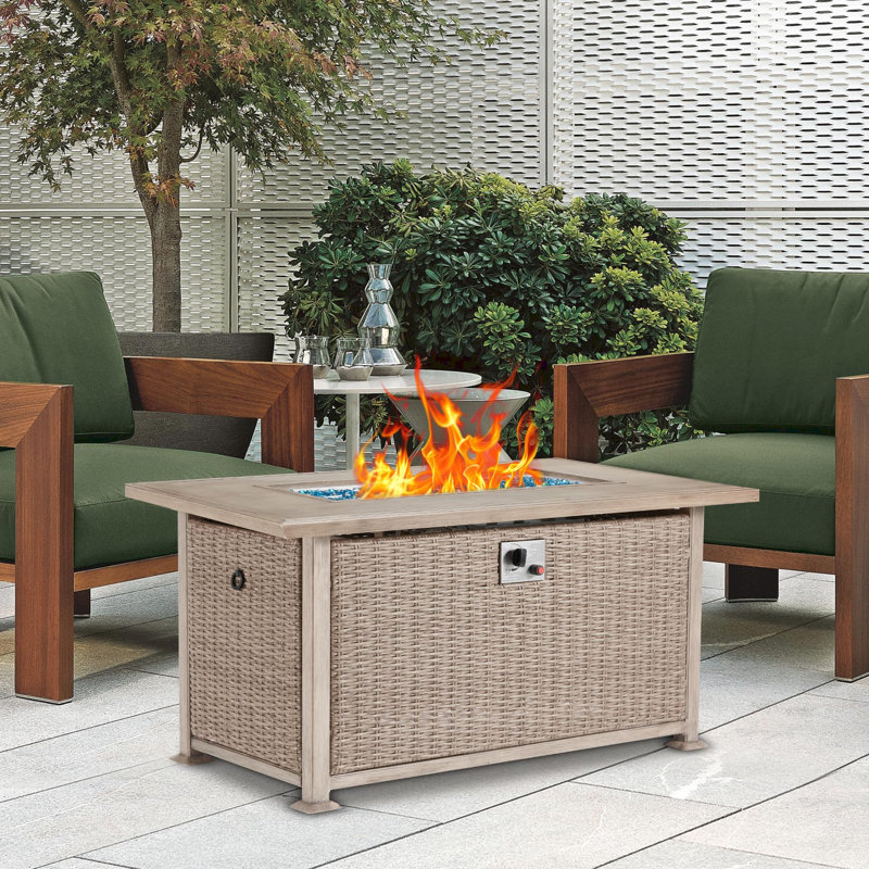 Table de foyer d'extérieur au gaz propane, Beige, H 24,8 po x l 50,1 po x P 30,5 po