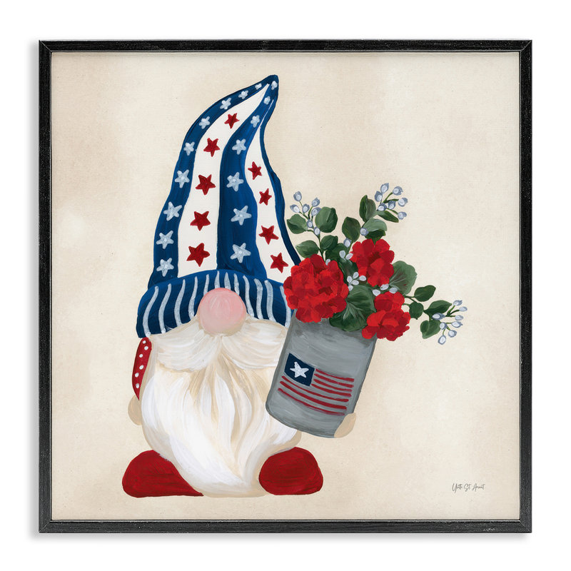  Gnome Americana Summer, estampe numérique par Yvette St. Amant, Giclée encadrée noir minuit, H 12 po x l 12 po