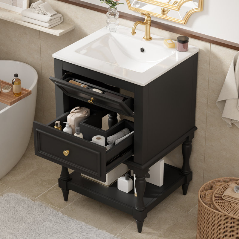 Meuble-lavabo simple, Noir, Noir