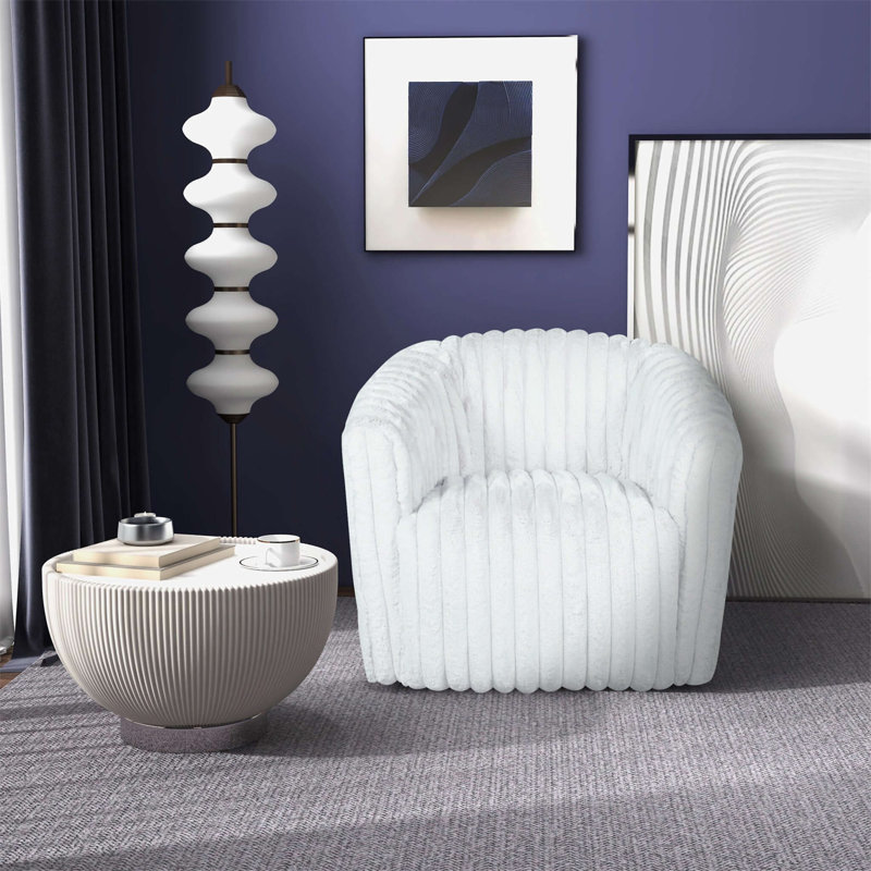 Fauteuil pivotant en velours blanc Mira, Blanc