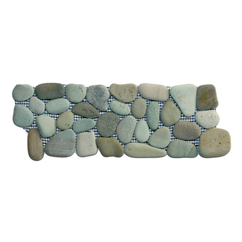 Carrelage mosaïque d'extérieur en pierre naturelle bleu marine Listello Danube - 4 po x 12 po