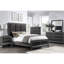 Mobilier de chambre à coucher 2, gris, similicuir rembourré, table de chevet en placage de bouleau, 2 tiroirs, cuir, base d'ingénierie