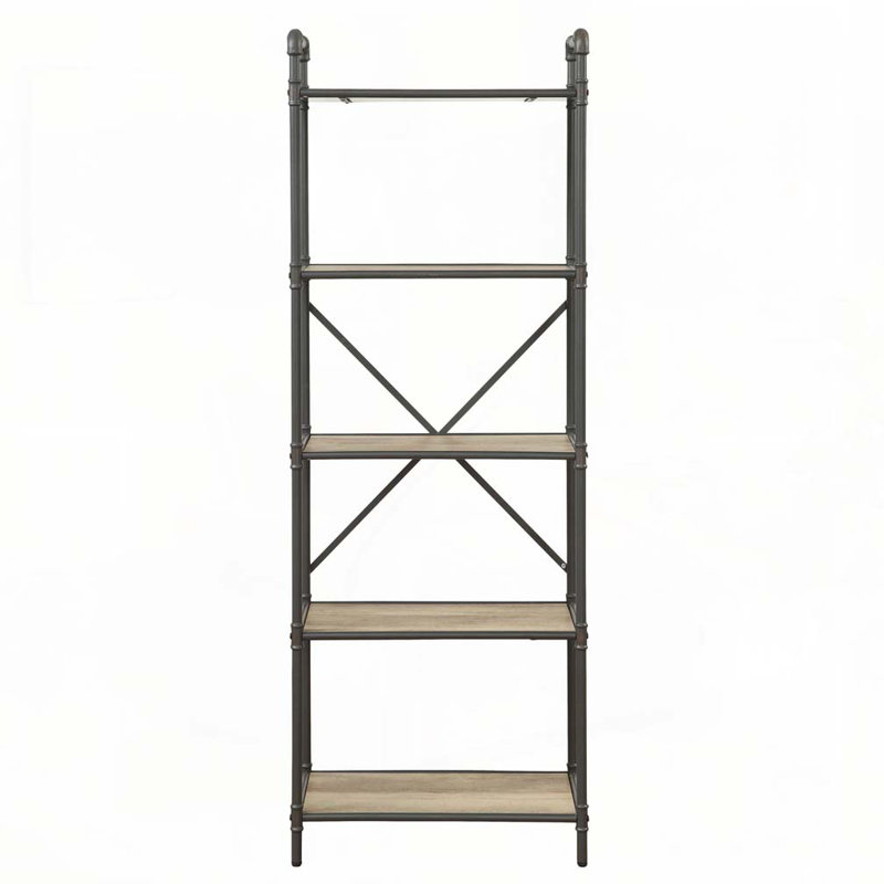 Natural and Black 4-tier Bookcase - Thumbnail 2