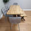Wooden Brown Dining Table with Bench and 4 Velvet Chairs  Dining Room Furniture-381539724