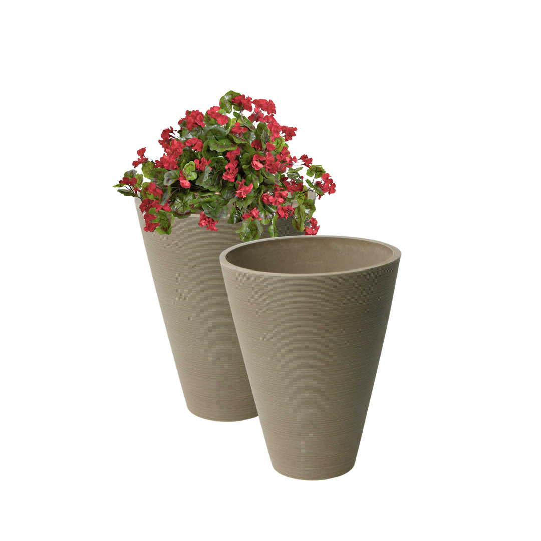 Taio Ribbed Composite Pot Planter Set (Set of 2) Ebern Designs 