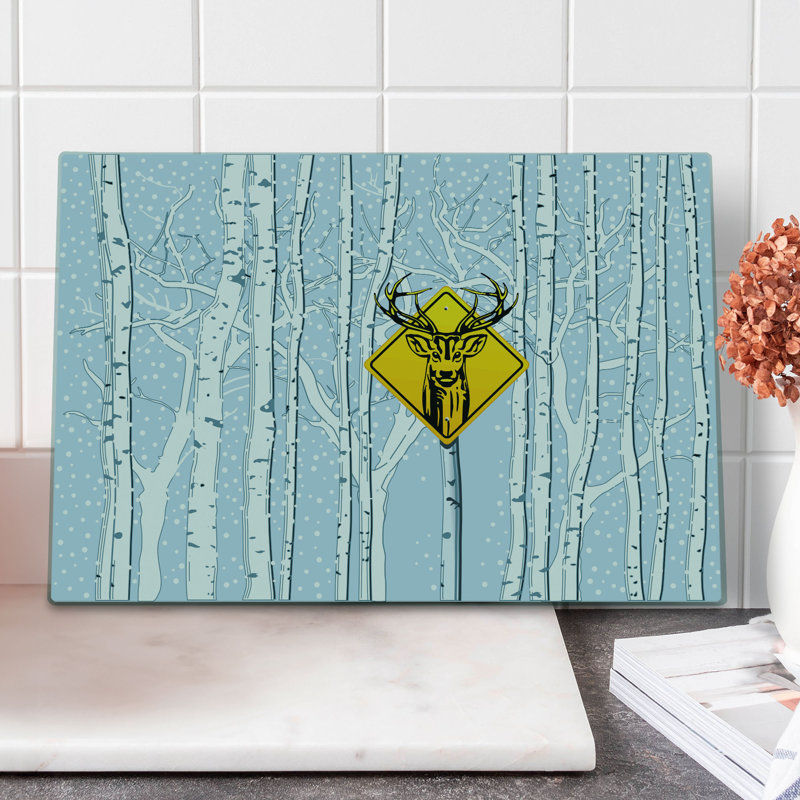 Ambesonne Hunting Cutting Board Large Attention Deer Multicolor