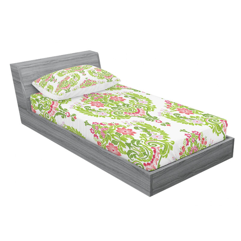 Microfiber Damask Sheet Set, Twin Sheet Set with Fitted Sheet