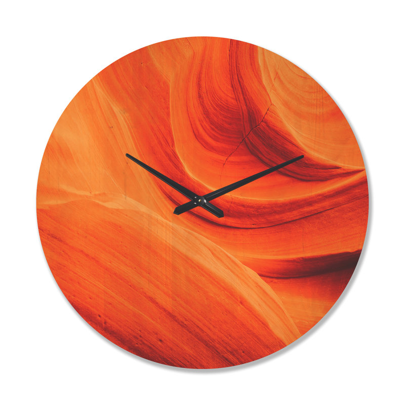 Horloge murale moderne en bois orange Upper Antelope Canyon, Très grand