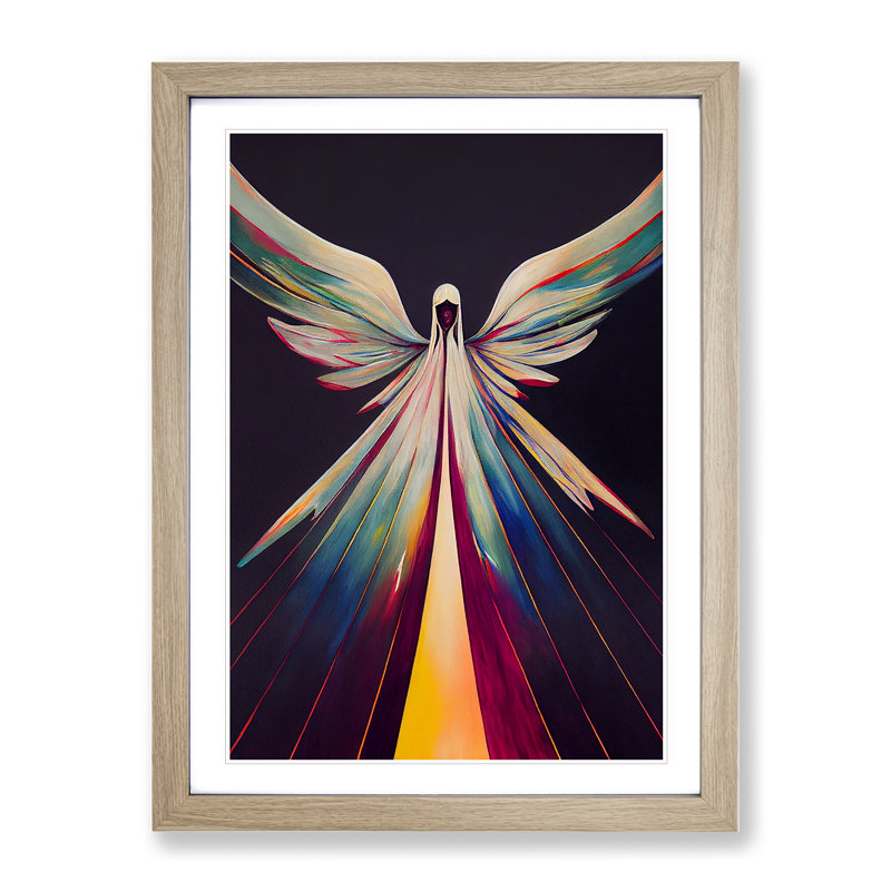 XC1022-2488X Inspirational Angel Abstract - Wall Art, 46cm H x 34cm W x 2cm D, Oak Framed