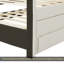 Lit plateforme double tapissier avec lit gigogne simple et 3 tiroirs, tissu en lin-108949100