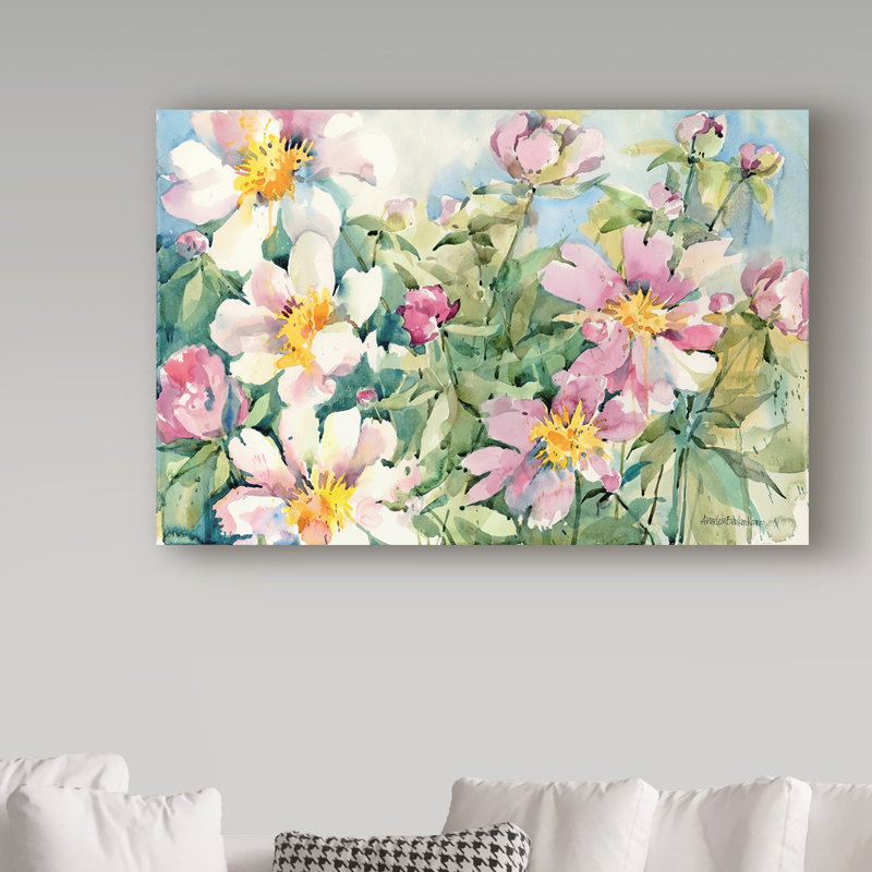 «Palette des pivoines» de Mattox, reproduction d'aquarelle sur toile tendue, H 16 po x l 24 po x P 2 po