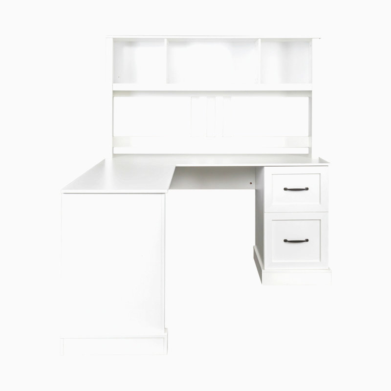 Bureau d'ordinateur à domicile avec huche, Blanc