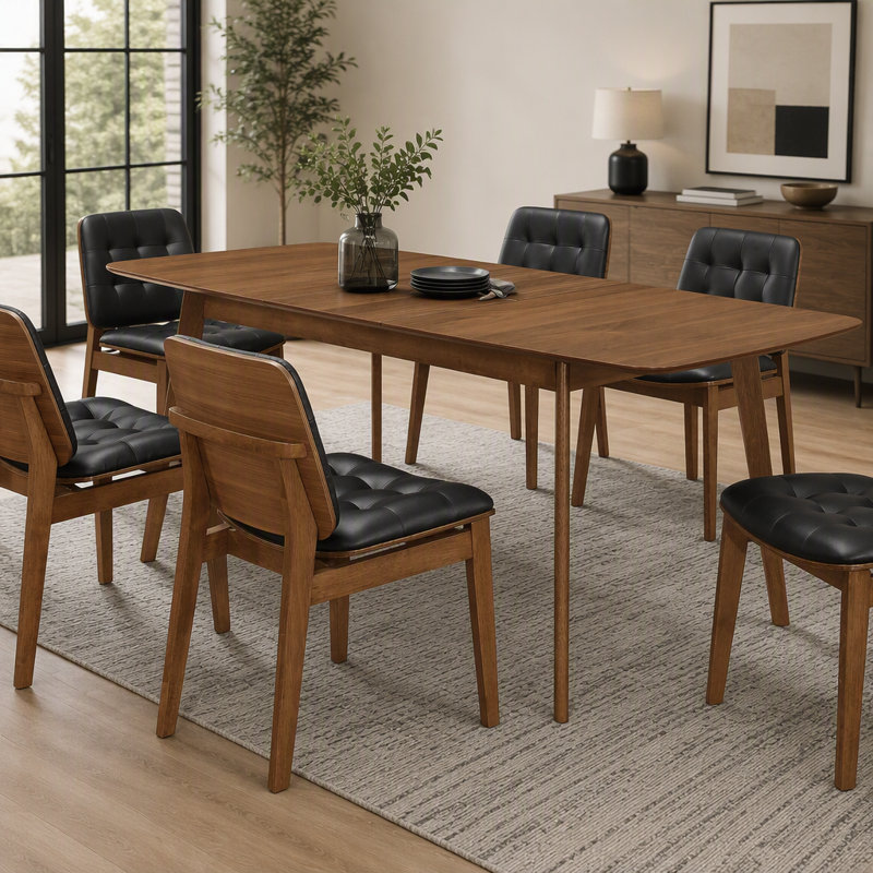 Carson Carrington Natural Walnut Extension Leaf Dining Table