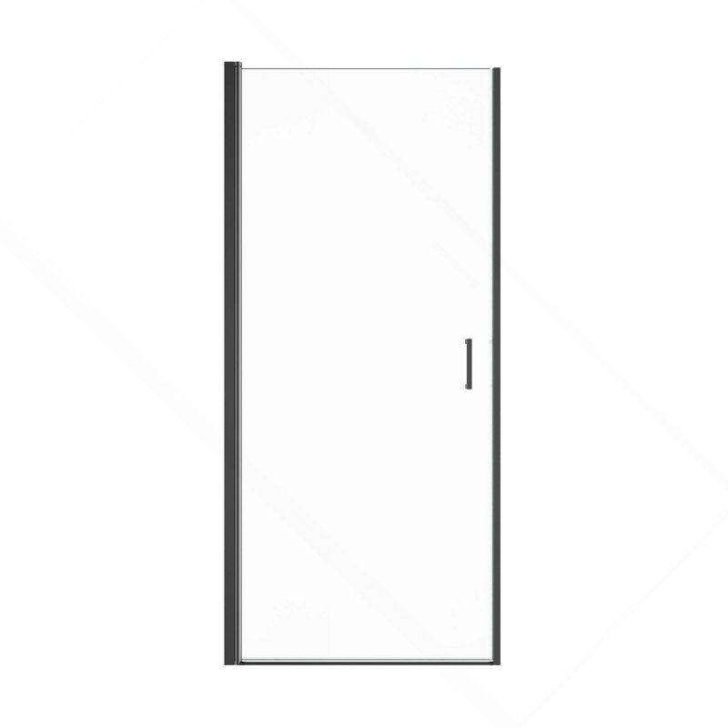 Portes de douche circulaires semi-sans cadre à porte pivotante en verre trempé de 6 mm d'épaisseur, Noir mat
