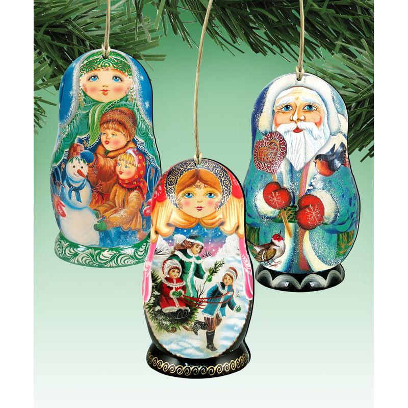 5'' Wood People Hanging Figurine Ornament