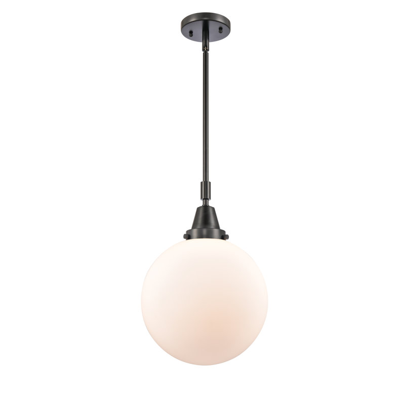 Luminaire suspendu sphère 1 lumière Lorri, Blanc mat, H 44,88 po x l 10 po x P 10 po, Noir mat