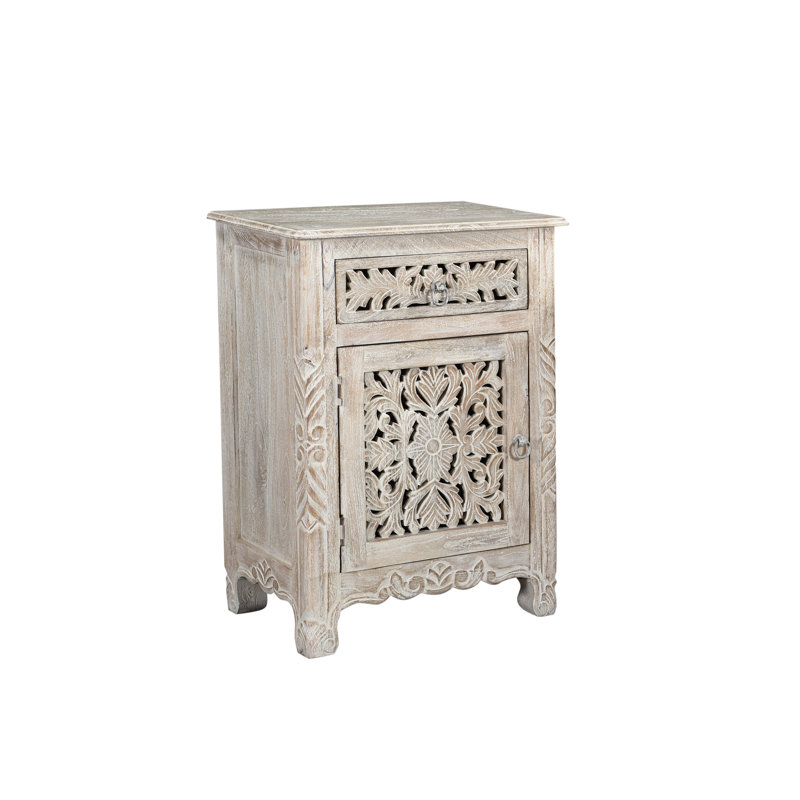 Harleen 22'' W Solid Wood Nightstand, Left, White