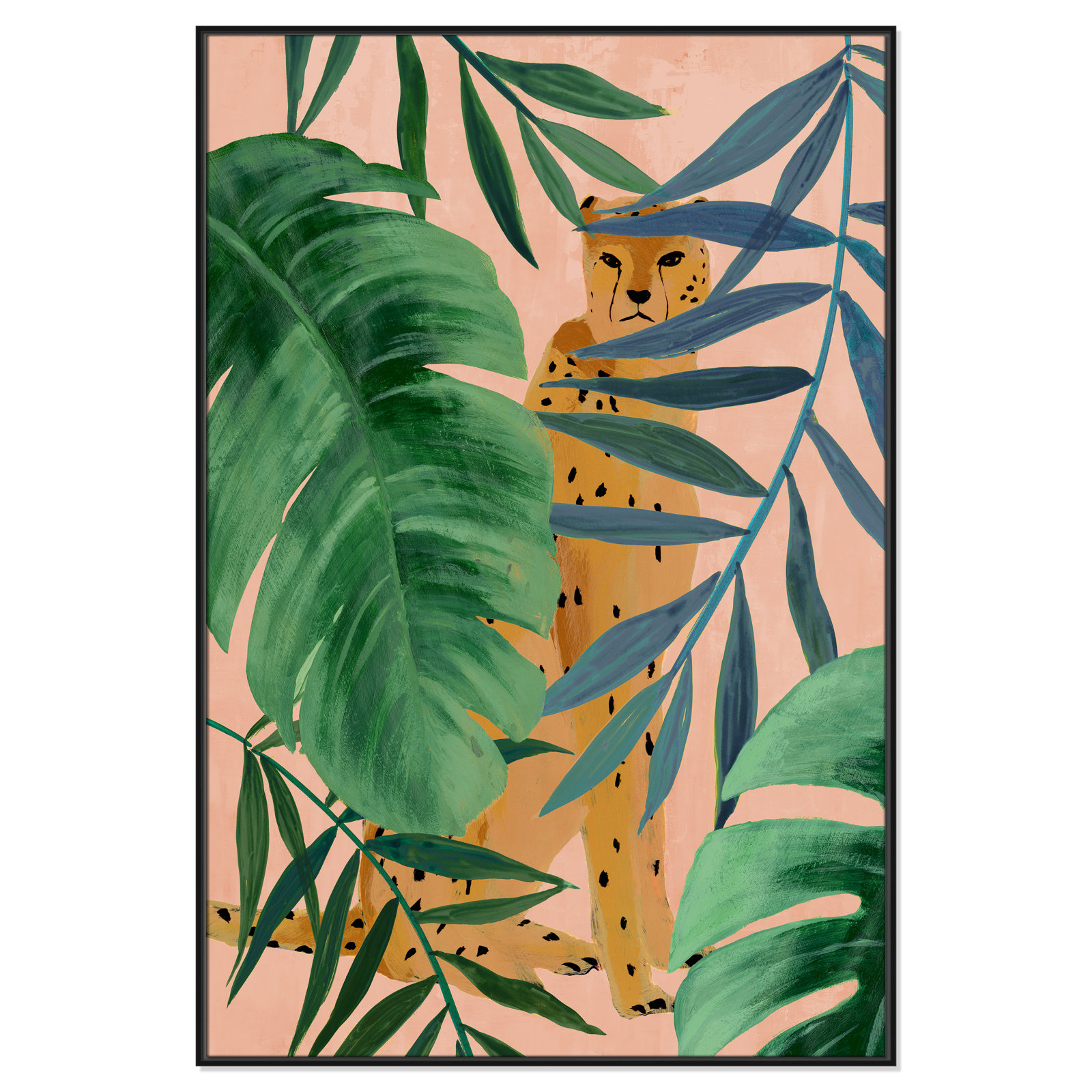 Silent Jungle - Painting Print, Black Framed Canvas, 61.5" H x 41.5" W x 2" D
