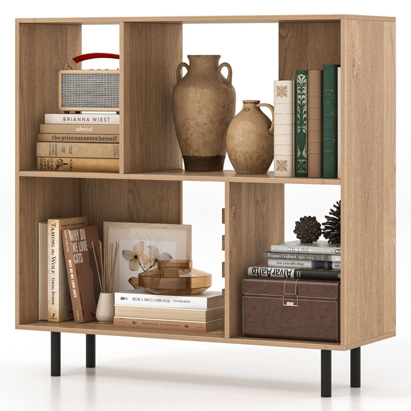 90cm H x 90cm W Metal Bookcase, Beige