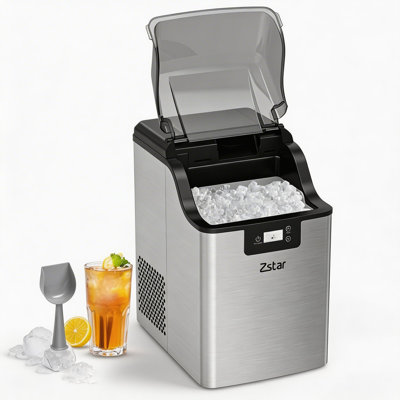 Machine à glaçons en acier inoxydable, autonettoyante et minuterie, 44 lb / 24 heures, portable pour la maison, la cuisine, le bar, la fête, le camping, le camping-car