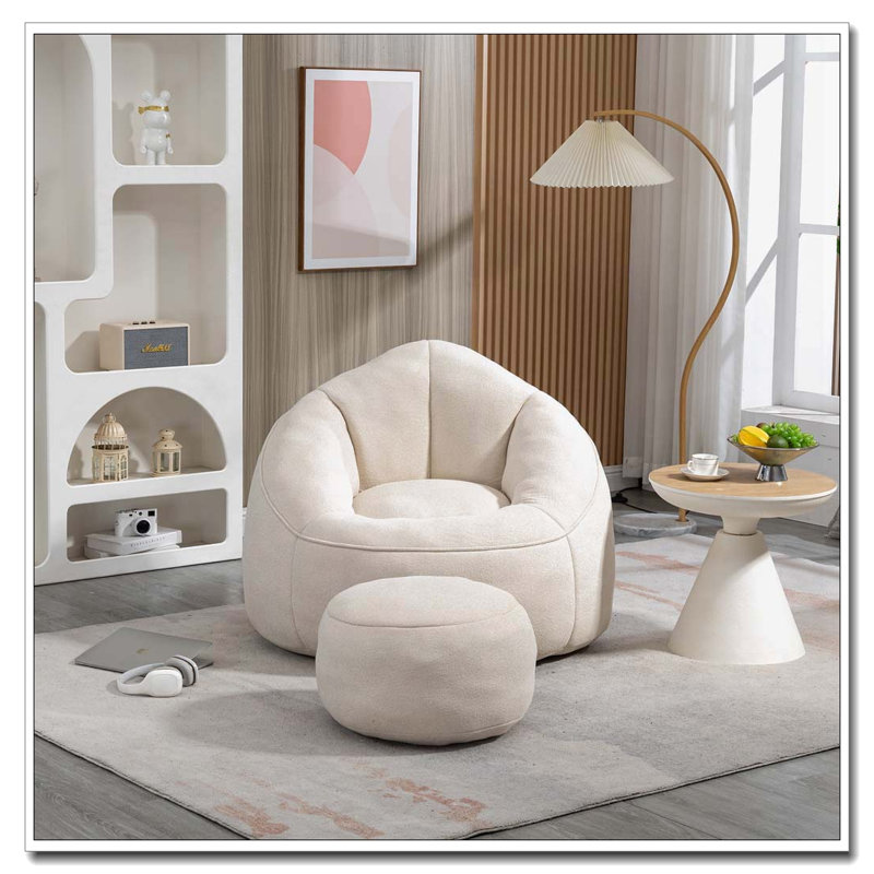 Upholstered Bean Bag Sofa Chair, Beige
