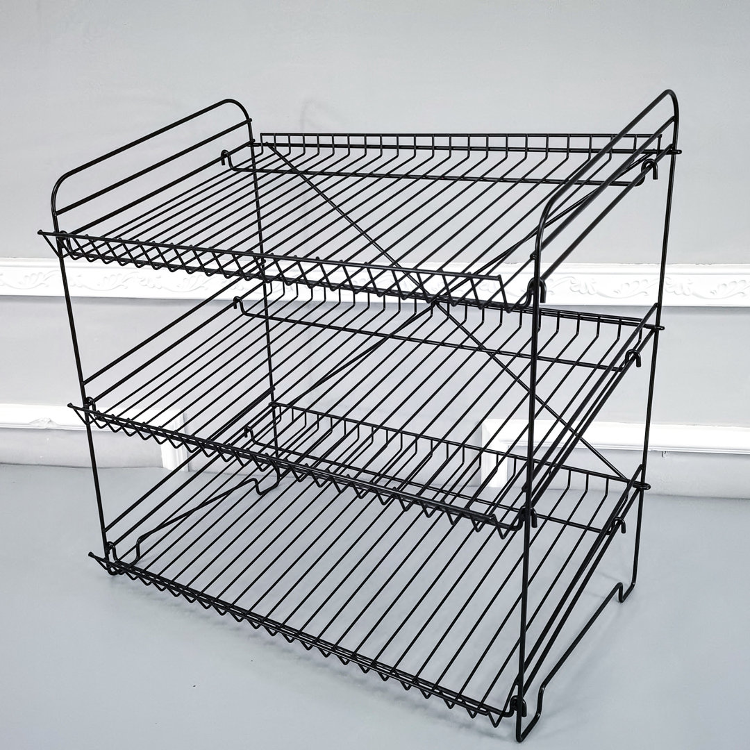 24" W X 14.9" D X 23.2" H 3-Open-Shelf Wire Rack for Countertop Chips Snack Book Display Organizer FixtureDisplays 
