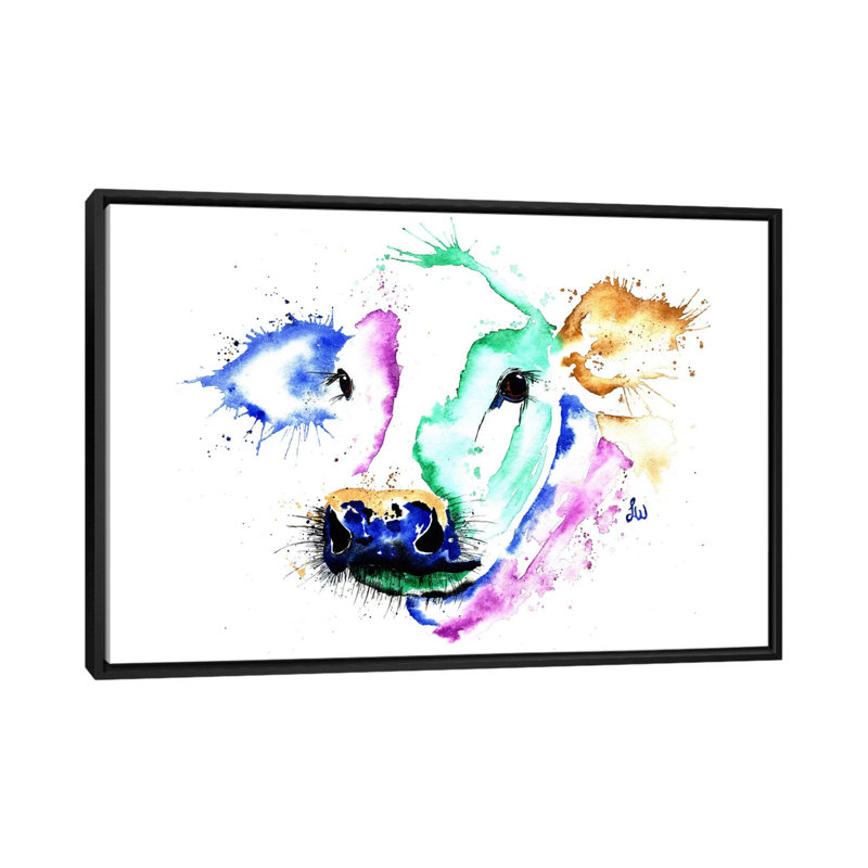 « colour cow » par lisa whitehouse, impression sur toile, H 18 po x l 26 po x P 1,5 po, Toile avec cadre flottant noir