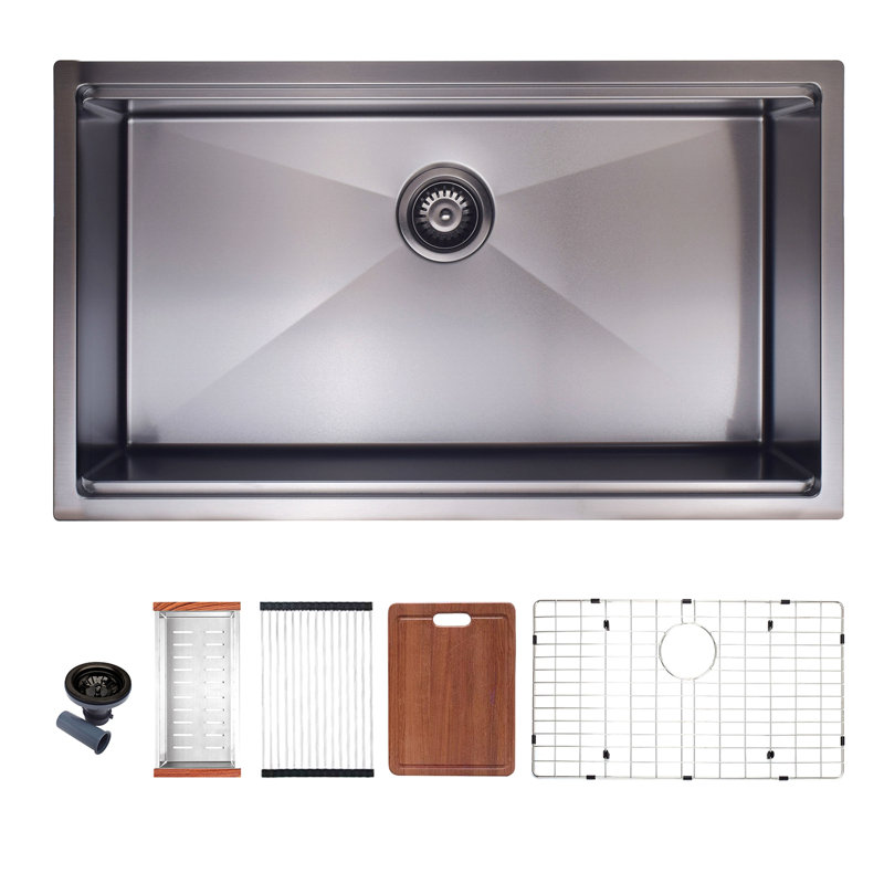 Évier de cuisine encastrable avec accessoires L 32 po x l 19 po Workstation