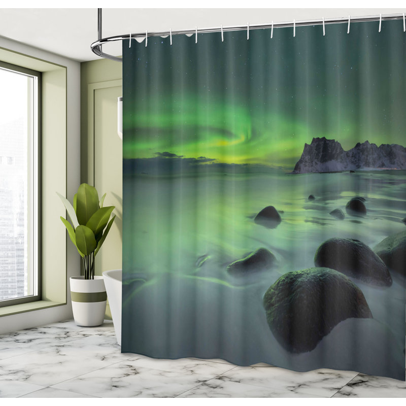 Shower Curtain with Hooks Included, 75"H x 69"W