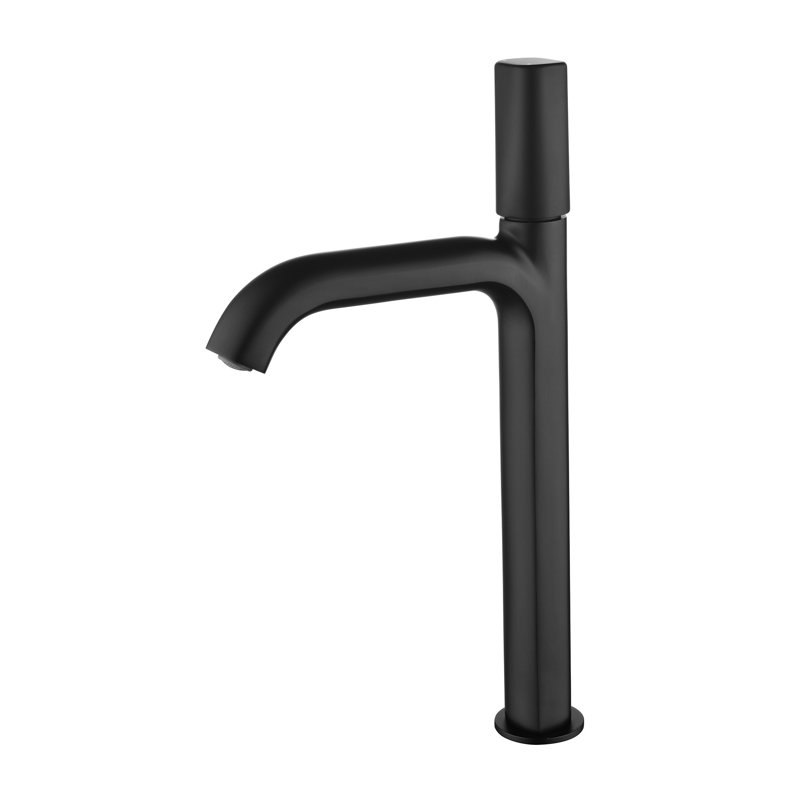 Robinet de lavabo vasque à poignée simple, Noir mat