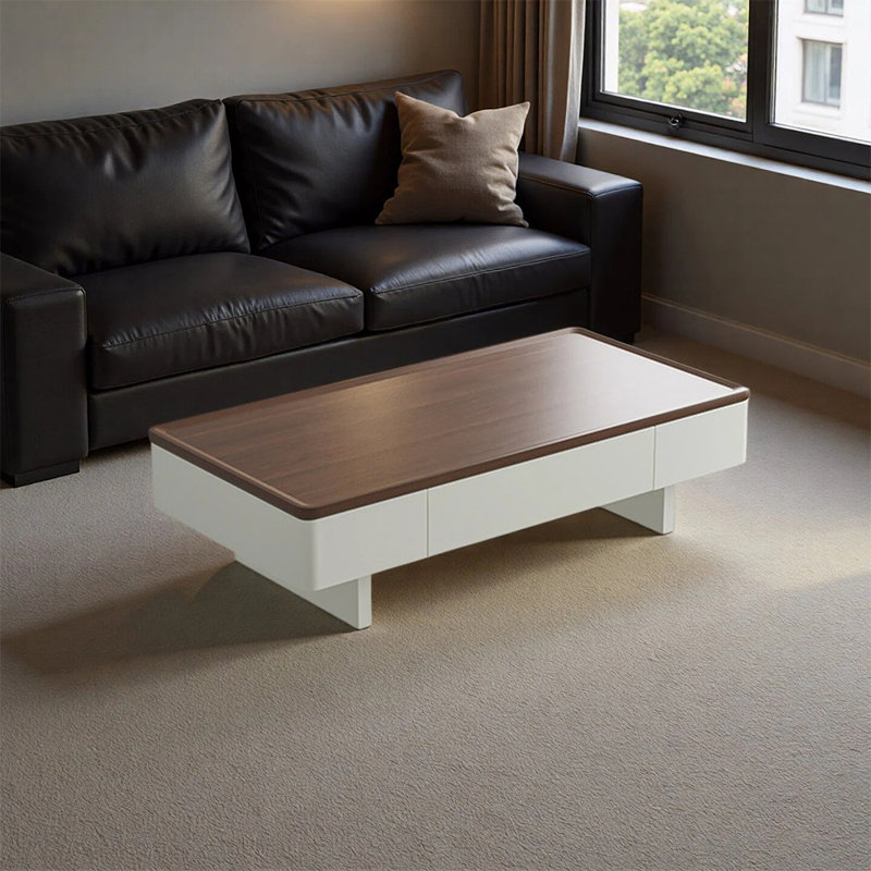 Table basse rétro et tendance avec rangement, H 13,77 po x L 55,11 po x l 27,55 po