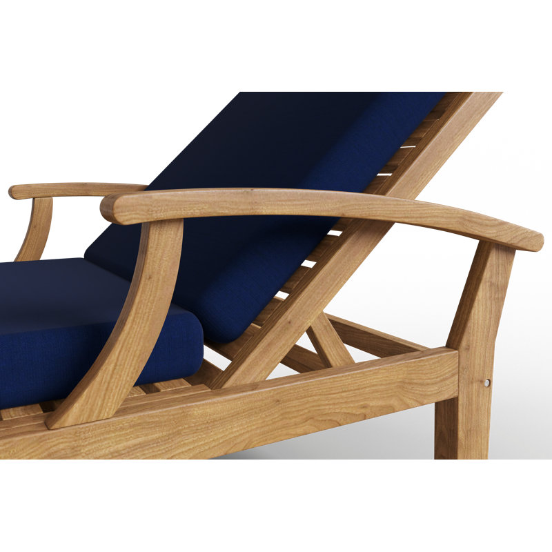 Outdoor Teak Chaise Lounge, Navy