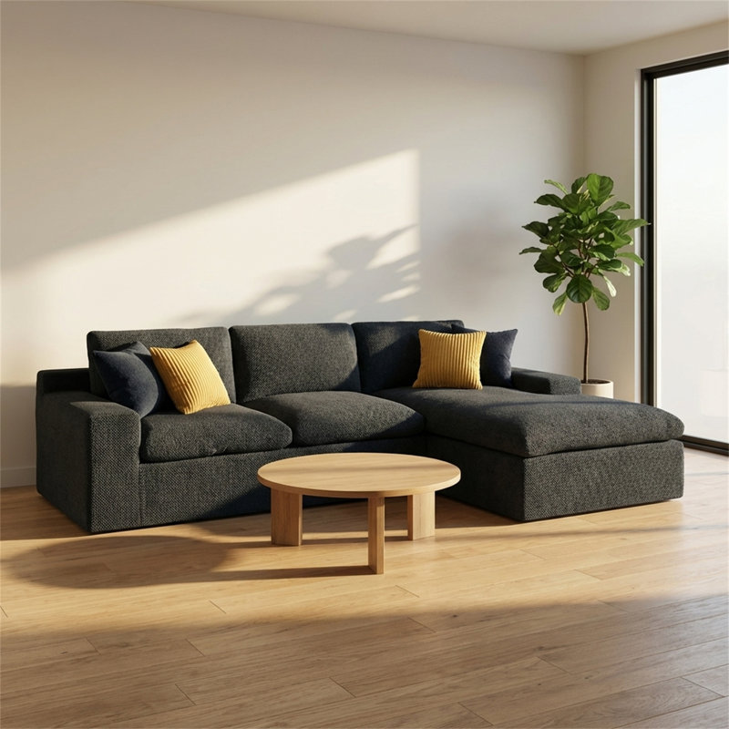 Canapé modulaire avec accoudoirs larges, fabriqué en mousse haute densité, idéal pour le salon , Noir