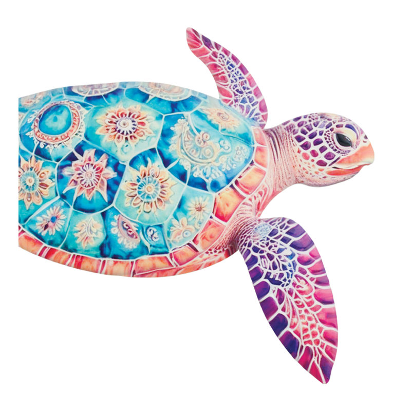 19 Inch Coastal Sea Turtle Metal Indoor Outdoor Wall Decor Set of 2 - Purple, Purple