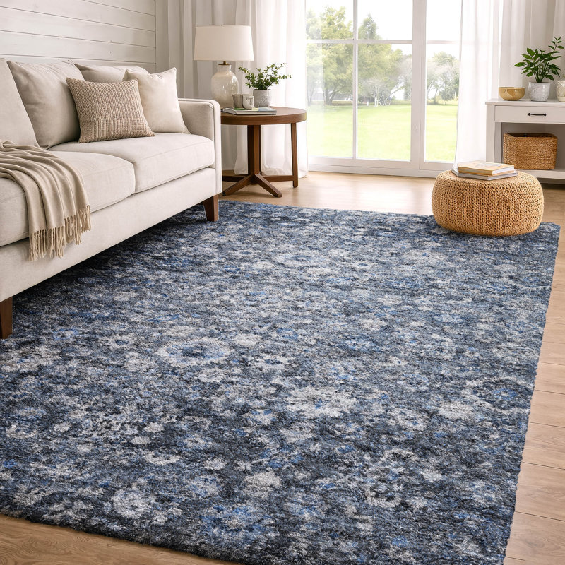 Premium Machine Washable Dream Shag ADS651 Oriental Rug, Blue, 3' x 5'