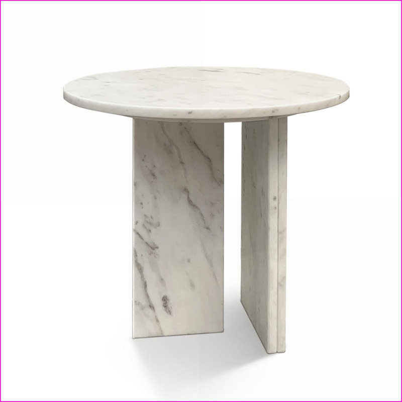 Ensemble de tables basses en marbre naturel pour le salon, espaces stratifiés polyvalents, caractère de pierre unique, Blanc