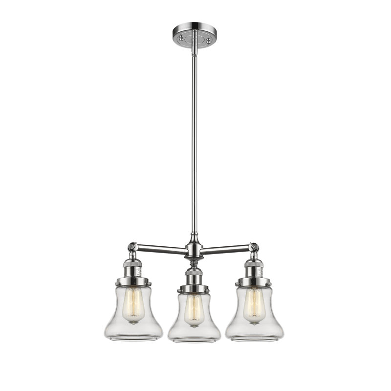 Lustre classique à 3 lumières Edda, Transparent, Chrome poli, Ampoule DEL 6 watts Vinage