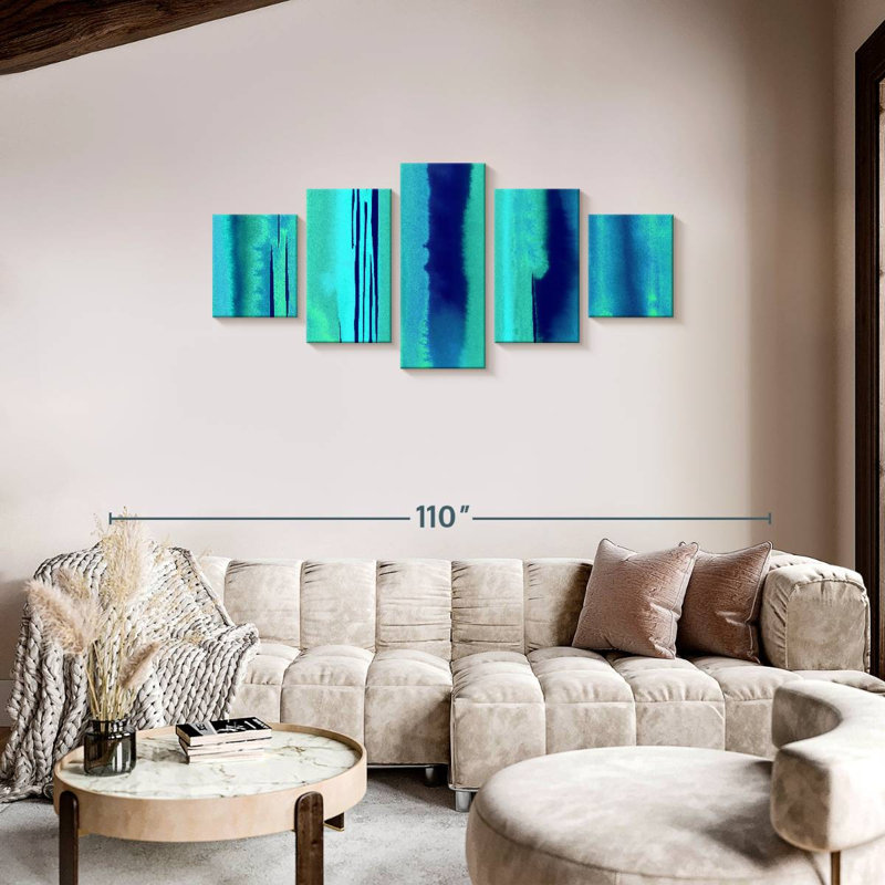 Étude de couleur aqua marine, H 34 po x l 74 po