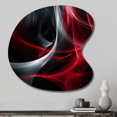 Clémétine - vagues, art mural asymétrique en métal, forme unique en métal rouge